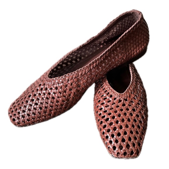 Woven Leather Mylie Ballet Flat Slip-on in Brown Cherry Wood (Madewell) - Picture 2 of 6